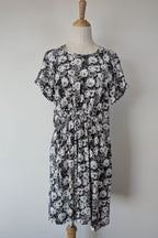 Veducci Linen Blend Floral Monochrome Dress Size 10