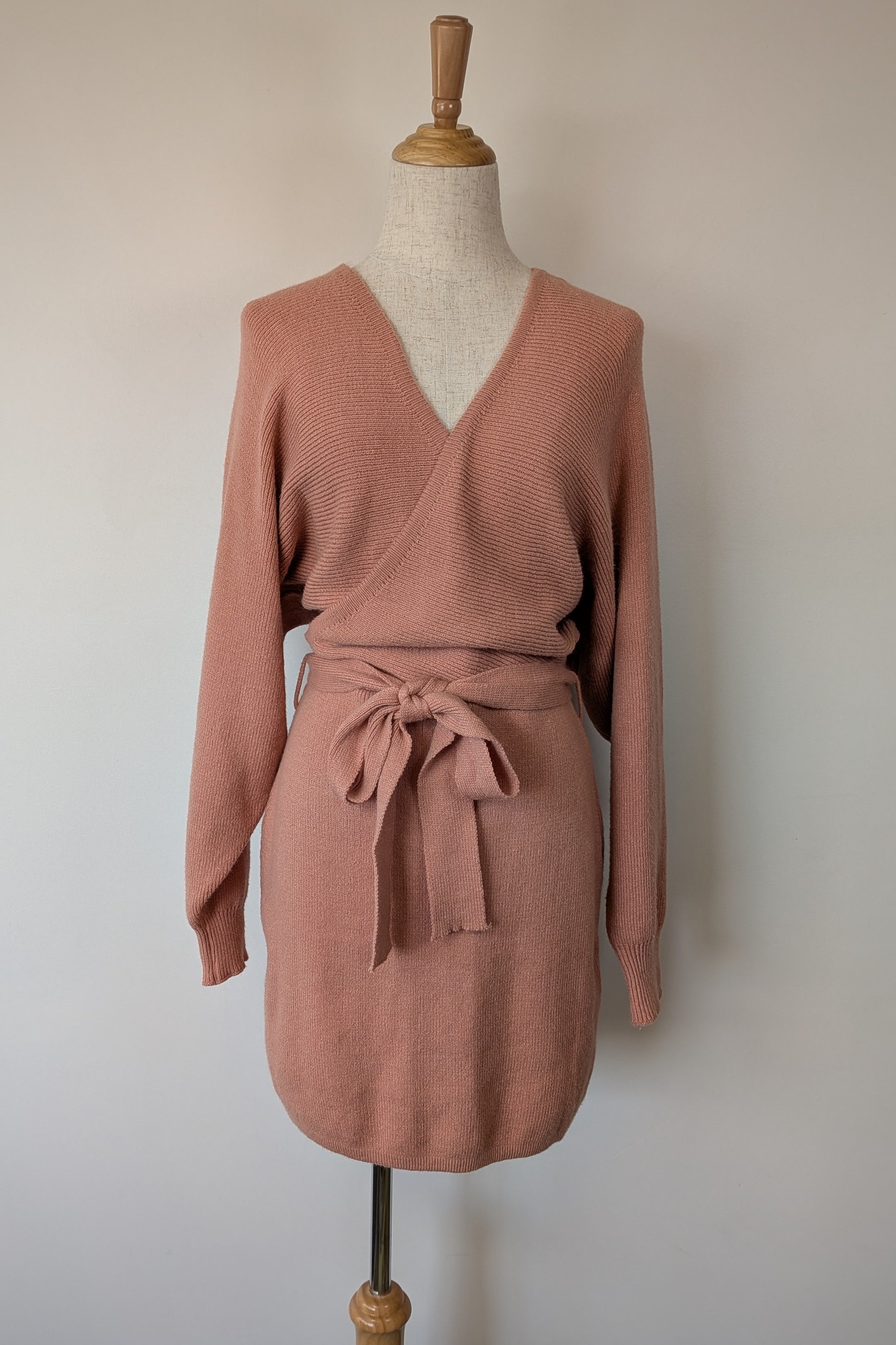 Miracle Fashion Apricot Sweater Wrap Dress Size M/L Brand New With Tags