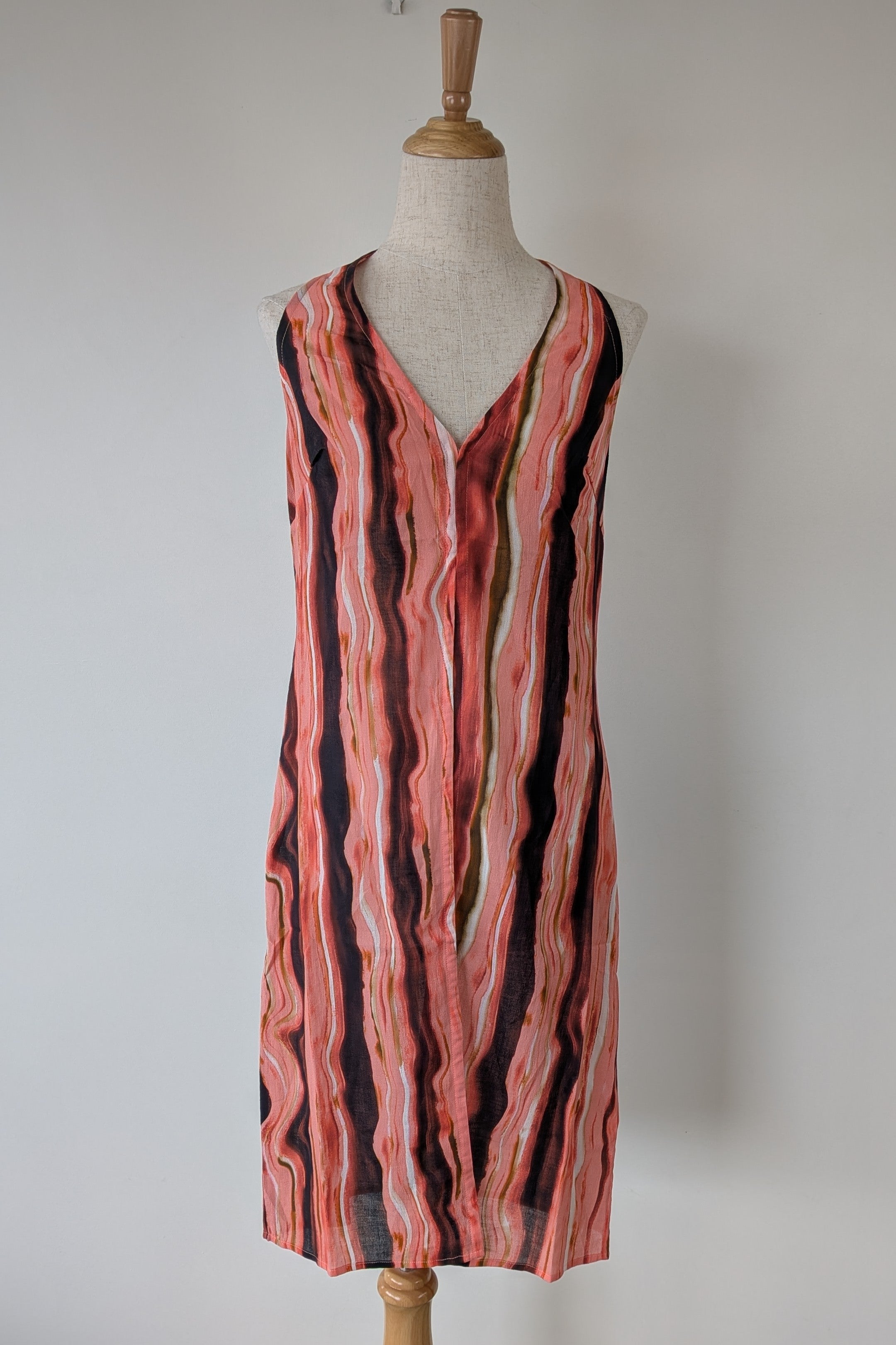 Venroy Crinkle Cotton Halter Vest in Pink Wavy Stripe Size S Brand New With Tags RRP $180