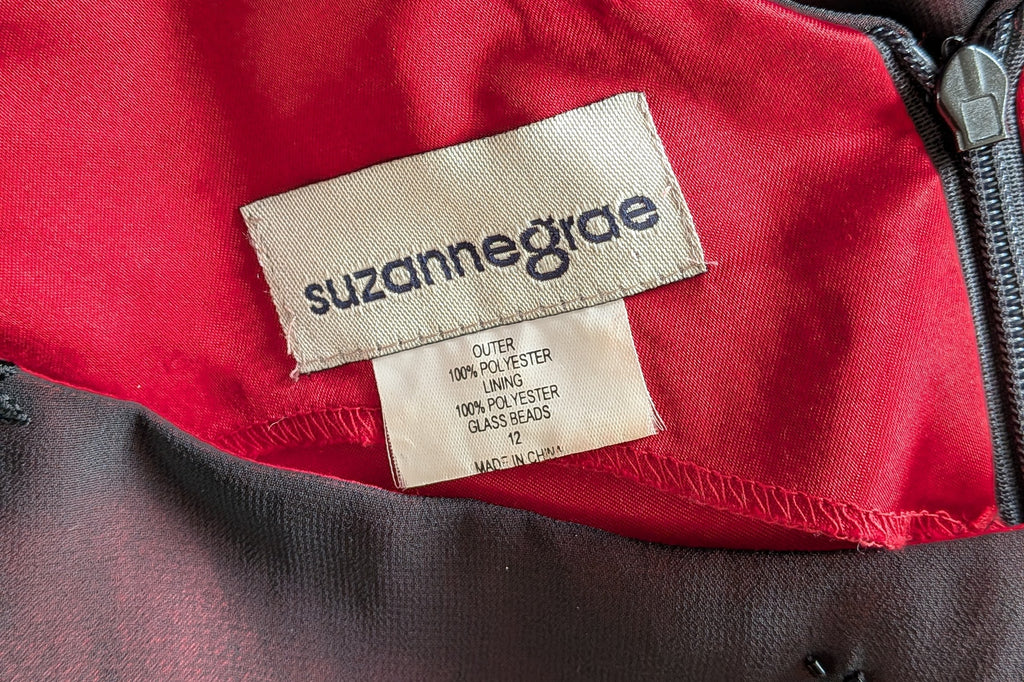 Vintage Y2K Suzanne Grae Red & Black Overlay Dress Size 12