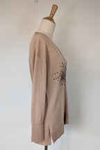 Witchery 100% Merino Wool Champagne Sequin Bead Detail Jumper Size XS