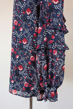 Liz Jordan Designer Collection Frill Trim Lurex Printed Top in Midnight Size 8 BNWT RRP $139.99