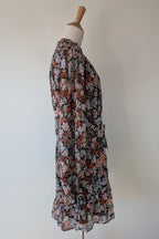 Topshop Floral Print Ruched Mini Dress Sz 14 RRP $80