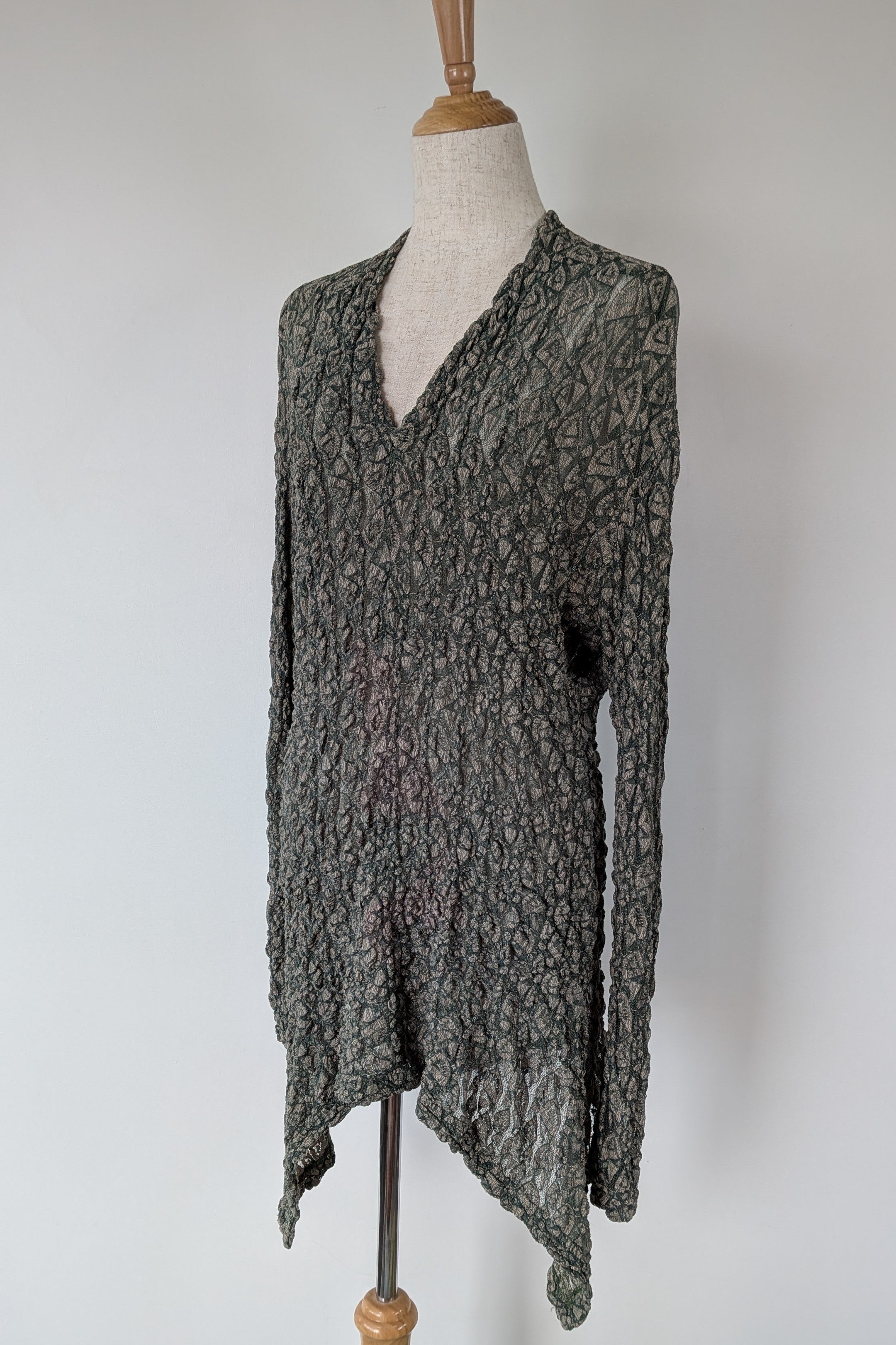 Vintage Y2K Envy Me Green Bouclé Weave Tunic One Size