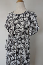 Veducci Linen Blend Floral Monochrome Dress Size 10