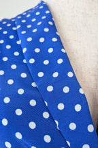 Vintage 80s Today's Classics Blue & White Polka Dot Pleated Tea Dress Size 12