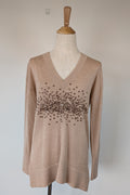 Witchery 100% Merino Wool Champagne Sequin Bead Detail Jumper Size XS