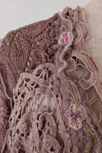 Lace Palace Antique Lace Crochet Pink Fairycore Tunic Top Size S/M