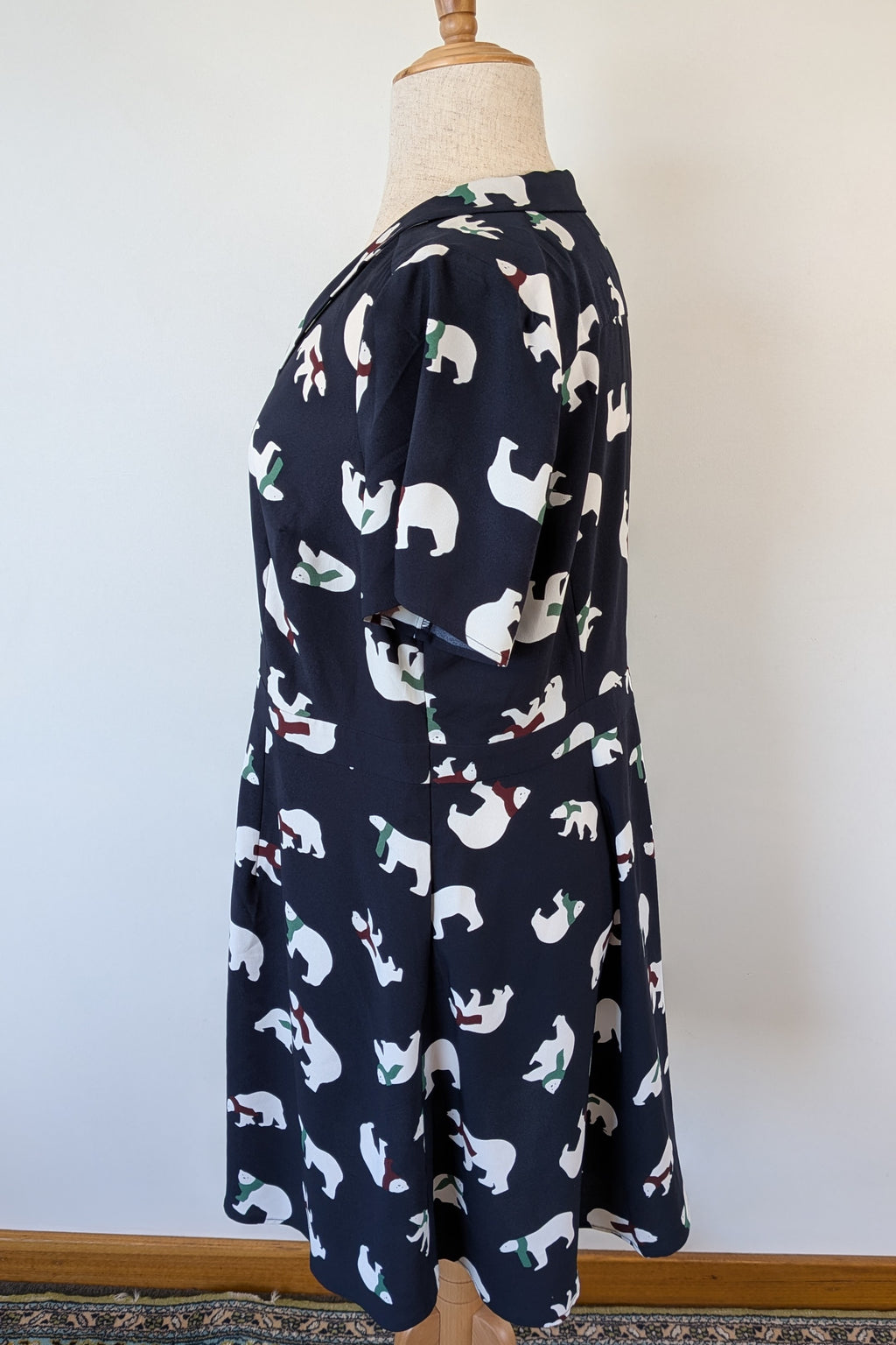 Modcloth Susan Bee Anthony Polar Bear Navy Fit & Flare Dress Size 20