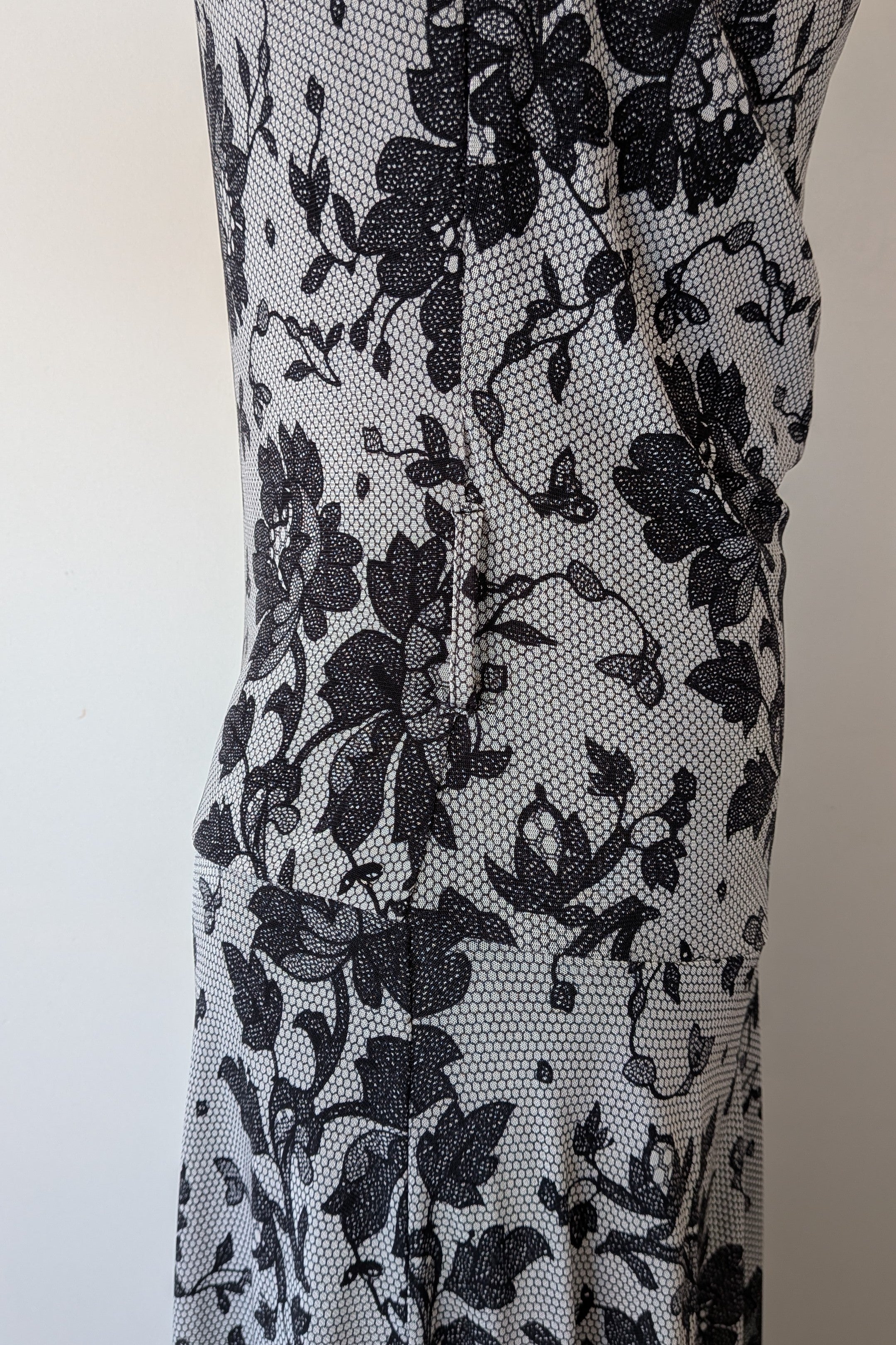 Vintage Y2K Tea Berry Floral Lace Cowl Neck Dress Size 8/10