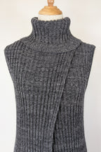 Country Road Grey Wool Cashmere Blend Rib Knit Sleeveless Turtleneck Jumper Size XS
