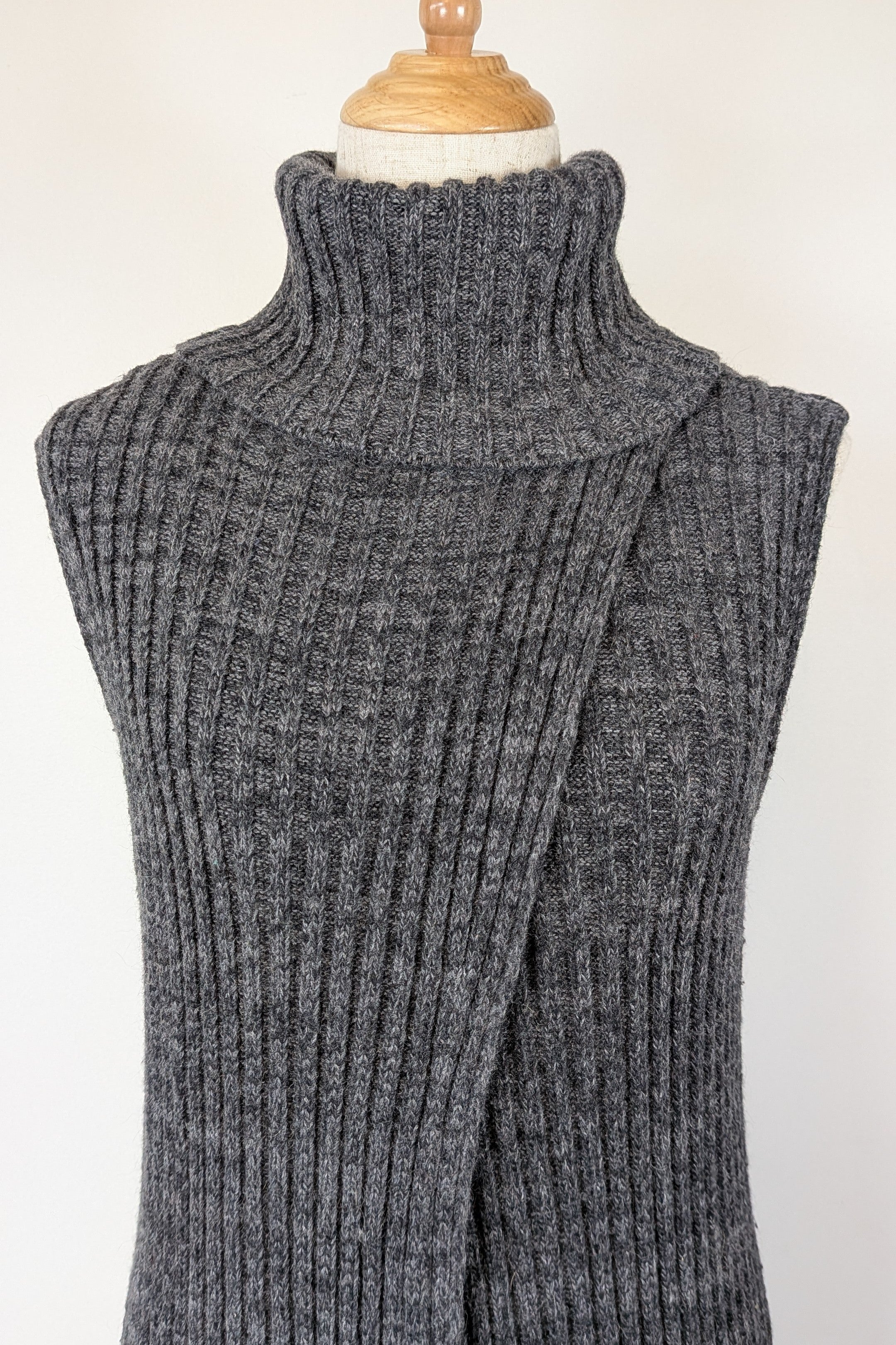 Country Road Grey Wool Cashmere Blend Rib Knit Sleeveless Turtleneck Jumper Size XS