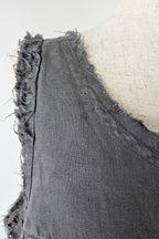 Montaigne Grey Pur Frayed Singlet Top in Linen Size S