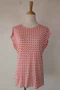 Country Road Geometric Red White Print Top Size S