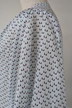 Country Road Blue Geometric Cotton Puff Sleeve Shirt Size S