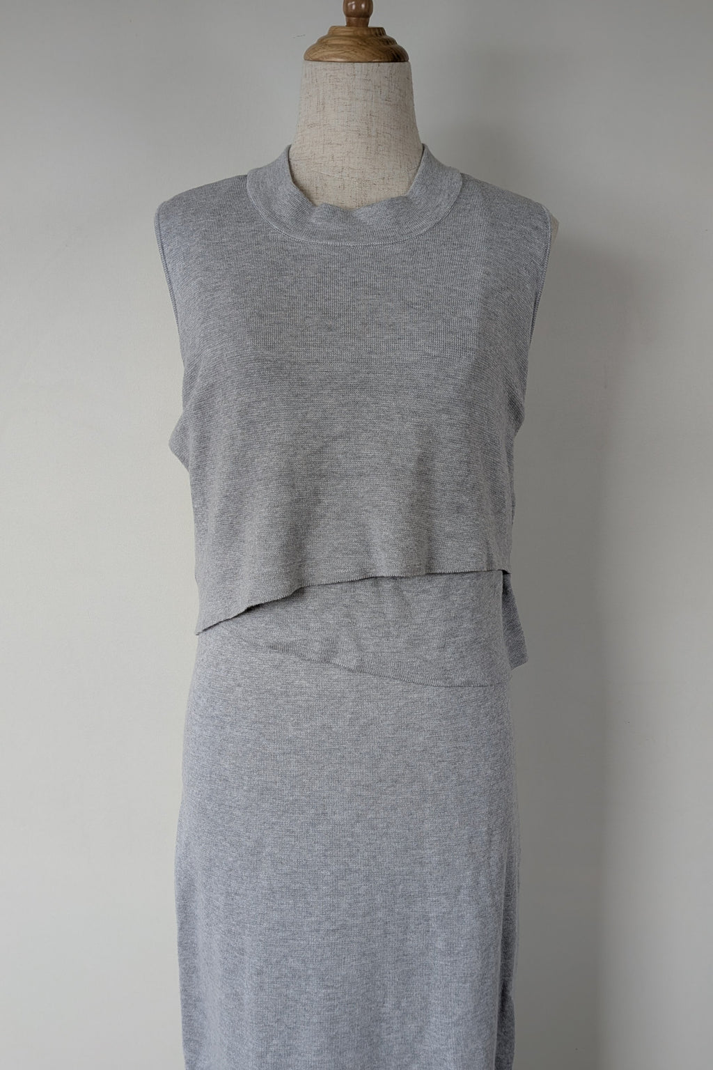Ripe Maternity Silver Marle Layered Knit Nursing Dress Size M
