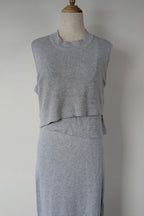 Ripe Maternity Silver Marle Layered Knit Nursing Dress Size M