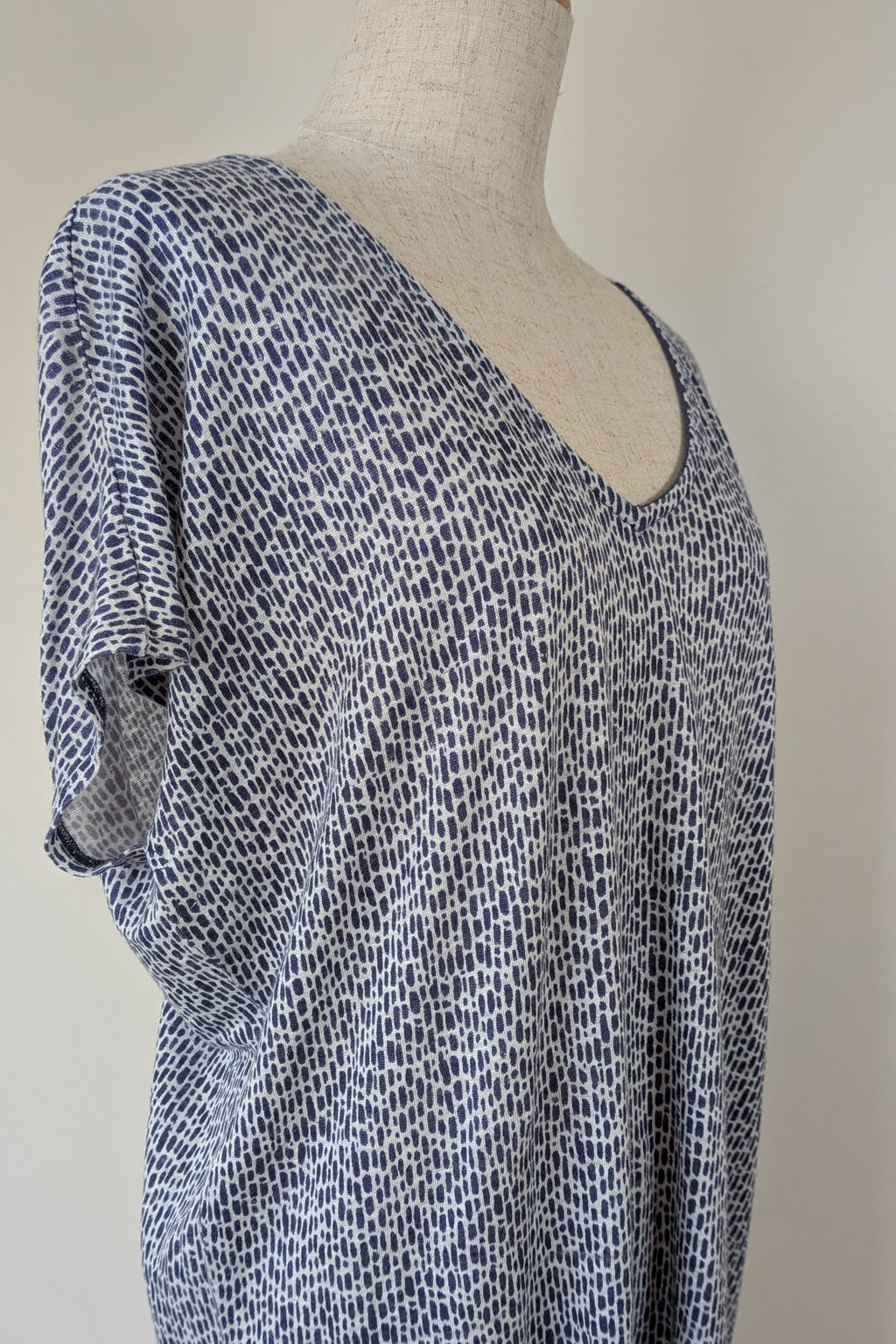 Sportscraft 100% Linen Blue & White Speckled Dress Size 8