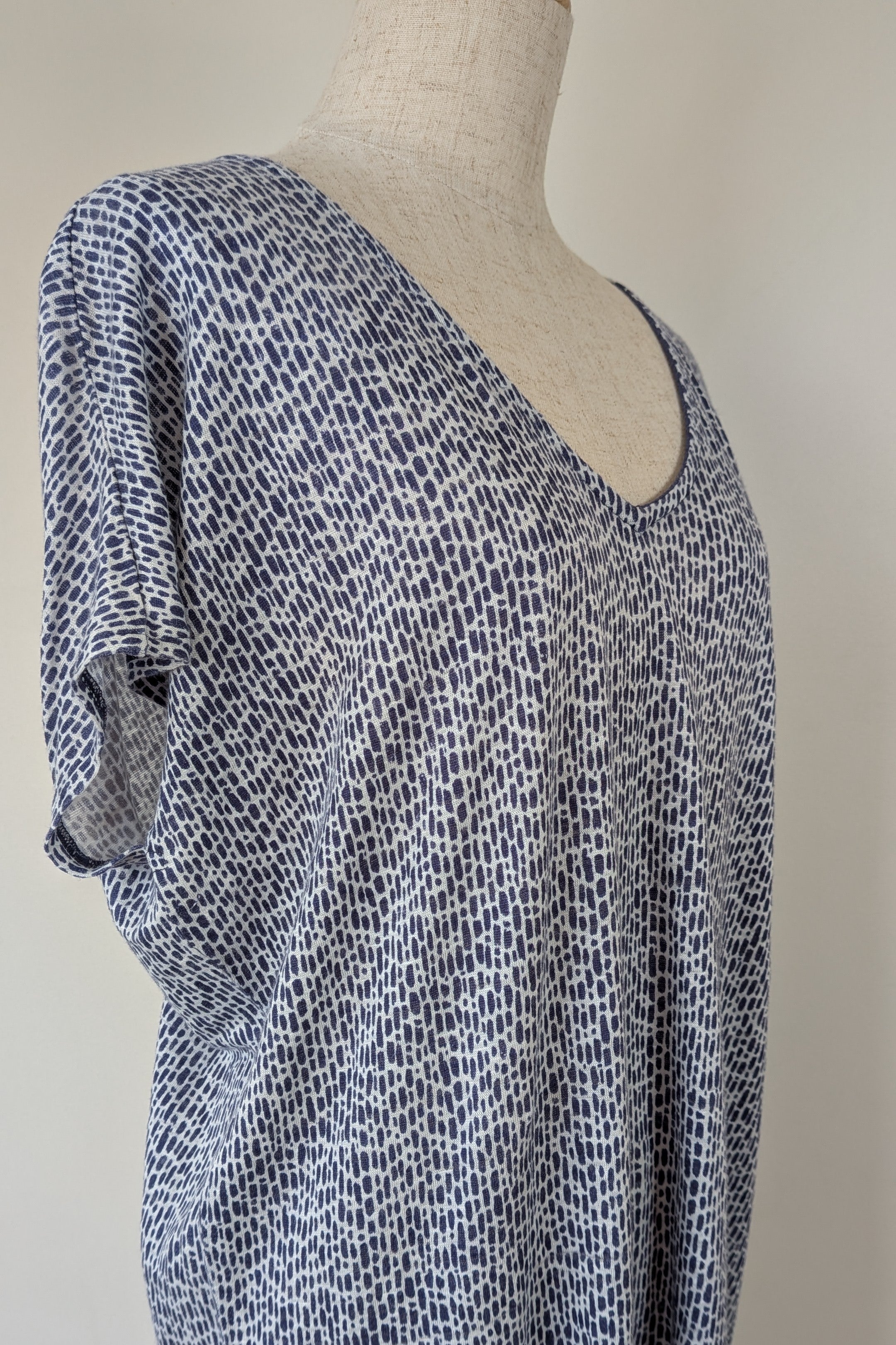 Sportscraft 100% Linen Blue & White Speckled Dress Size 8
