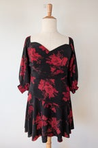 City Chic Crimson Garden Ruched Off The Shoulder Dress Size S