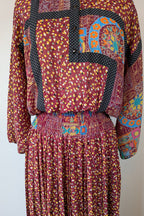 Vintage 80s Diane Freis Georgette Dress Size L