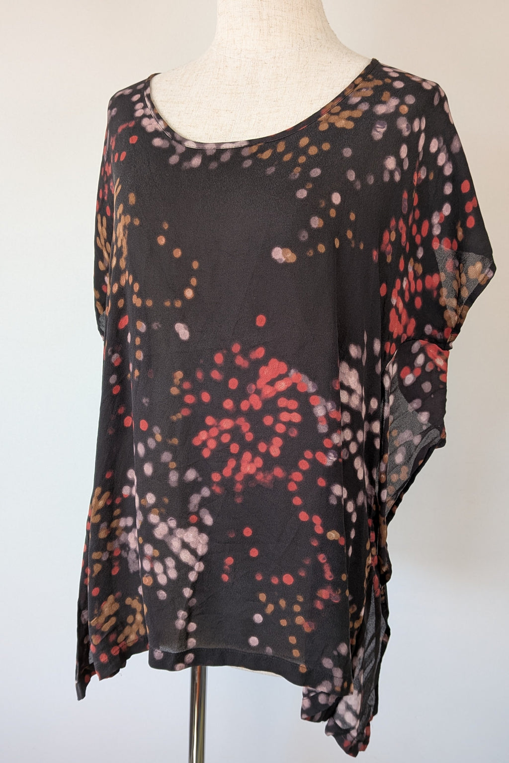 Vintage Y2K Kingan Jones 100% Silk Abstract Dot Top Size 12