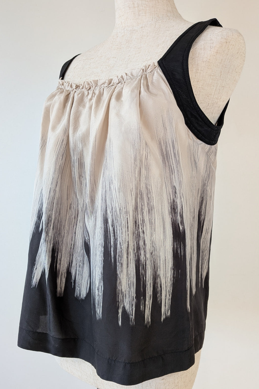 Jane Lamerton Petites Silk Abstract Monochrome Top Size 10
