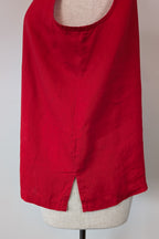Vintage 90s Motto Red Sleeveless 100% Linen Shirt Size 16