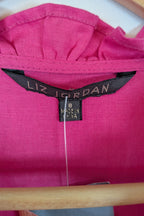 Liz Jordan Ruffle Sleeve Linen Top in Raspberry Rose Size 8 BNWT RRP $89.99