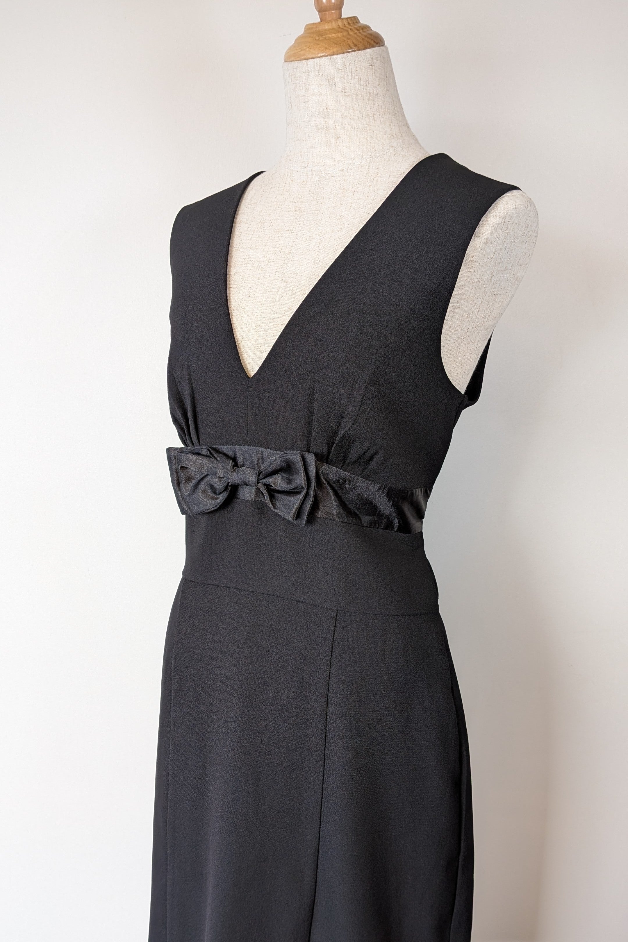 Vintage Y2K Crossroads Sleeveless Black Bow Cocktail Dress Size 12/14