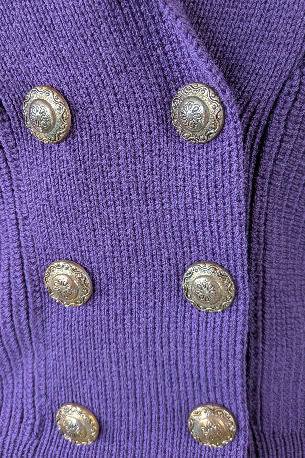 Vintage 80s Casaveen Pure New Wool Purple Cardigan (Made in Tasmania) Size 14