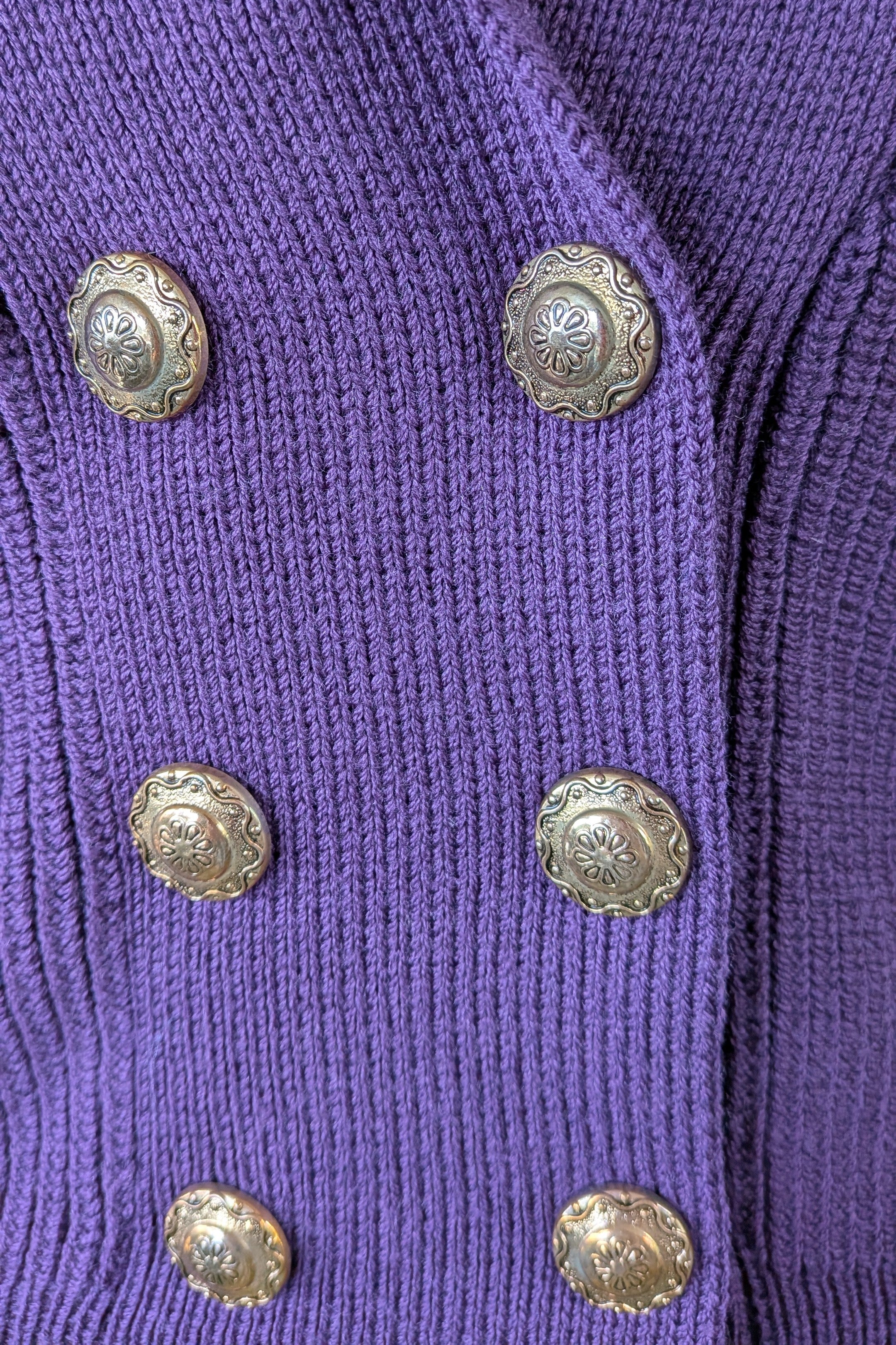 Vintage 80s Casaveen Pure New Wool Purple Cardigan (Made in Tasmania) Size 14