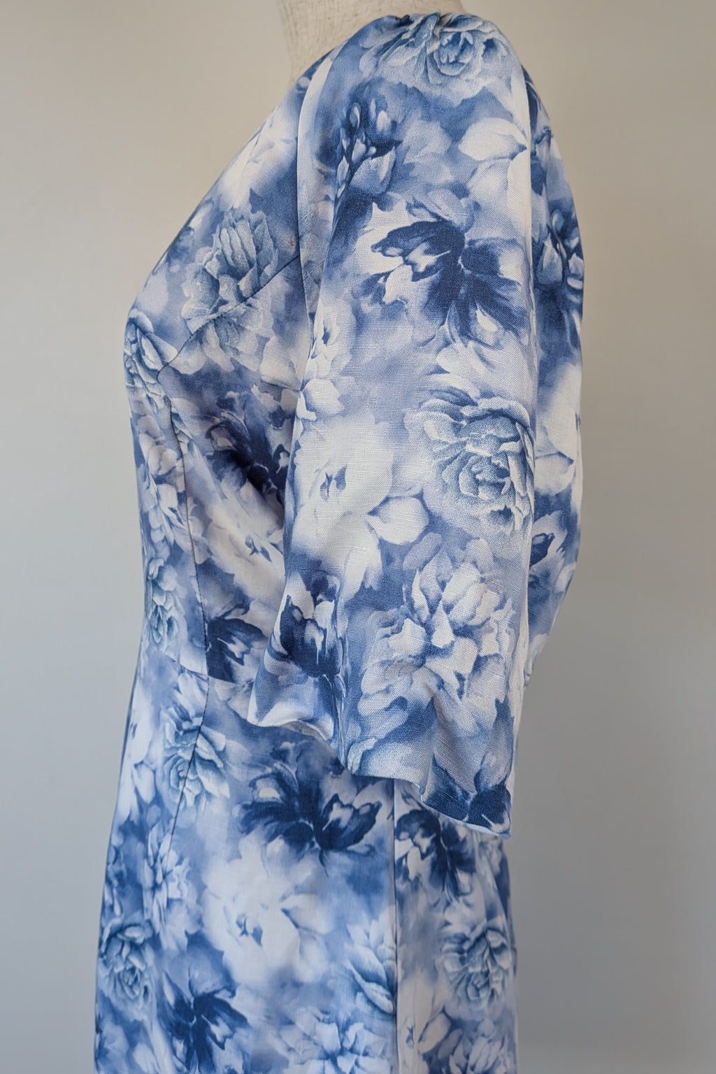 Tokito Blue & White Floral Puff Sleeve Dress Size 10