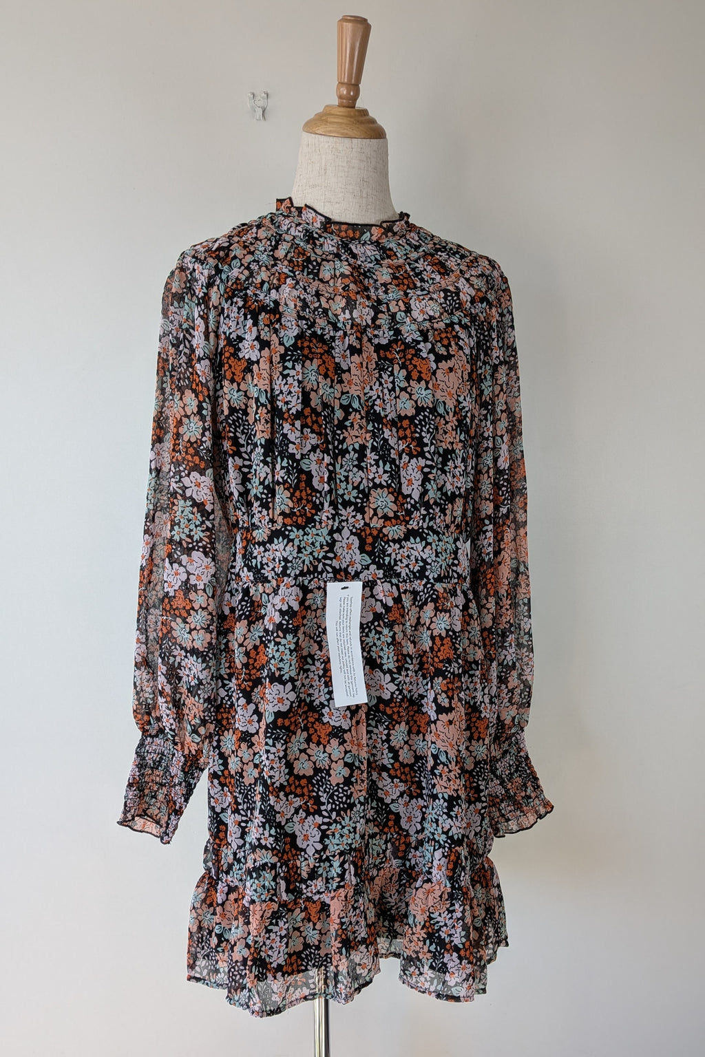 Topshop Floral Print Ruched Mini Dress Sz 14 RRP $80