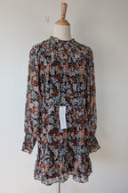 Topshop Floral Print Ruched Mini Dress Sz 14 RRP $80