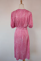 Vintage 80s Debra Fashions Melbourne Pink & White Abstract Pattern Shirtwaister Dress Size 10/12