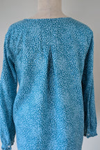 RB Sellars Teal Leopard Print Linen Blend Shirt Size 16