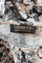 Veducci Linen Blend Floral Monochrome Dress Size 10