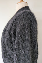 Vintage 80s Bettina Knits Black Wool Blend Bomber Cardigan Size S