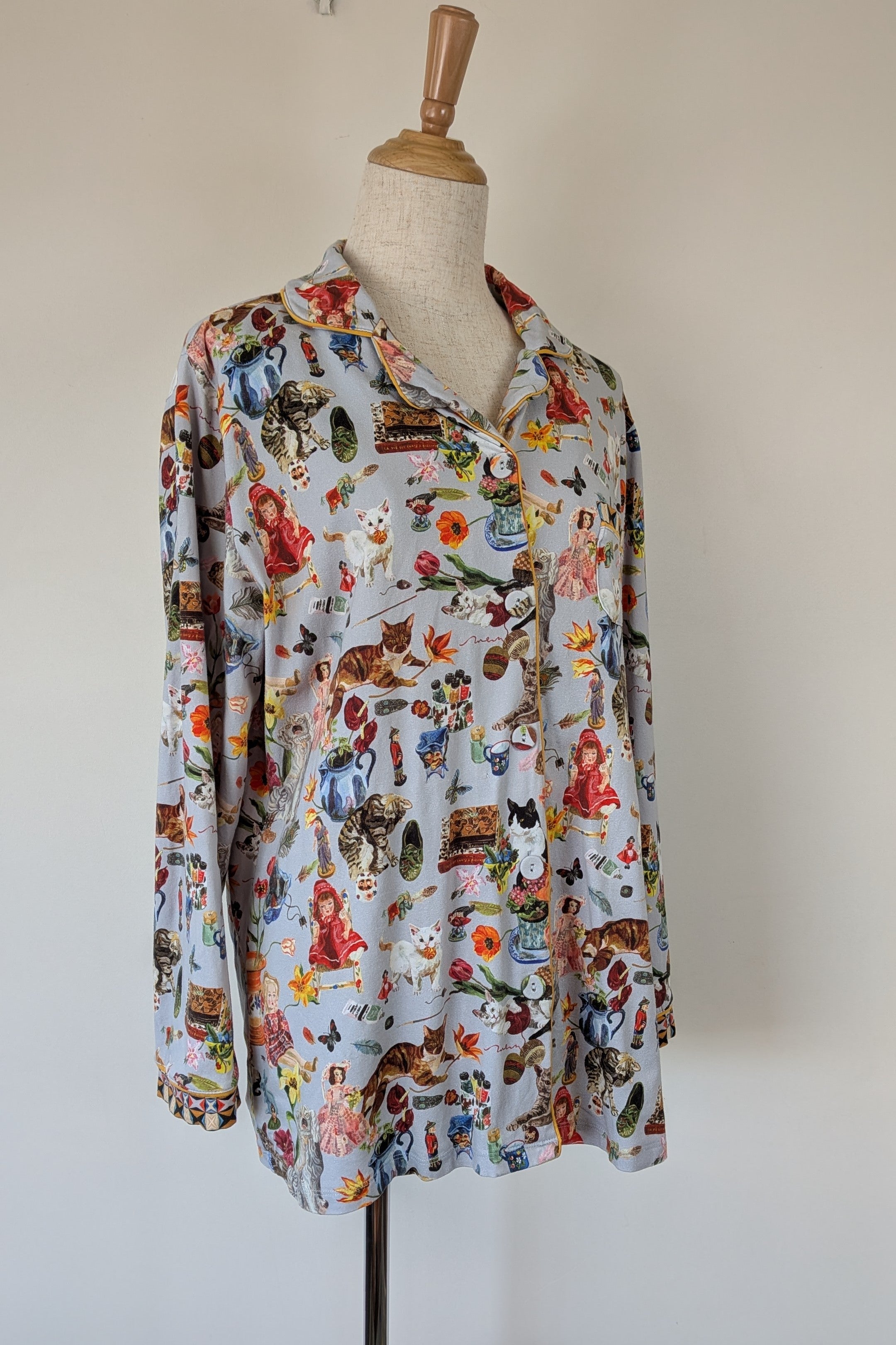 Blue Illusion x Nathalie Lété House of Cats PJ Top Size S