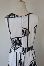 Orientique Black White Arty Linen Cotton Dress Size 10