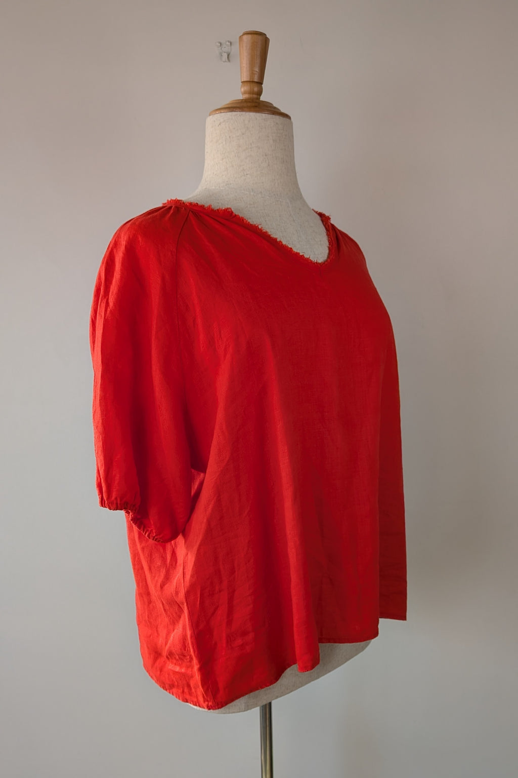 Soul Sparrow Red 100% Linen Top Size XL