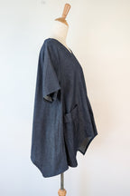 158C Blue Denim Cotton Blend Top in One Size