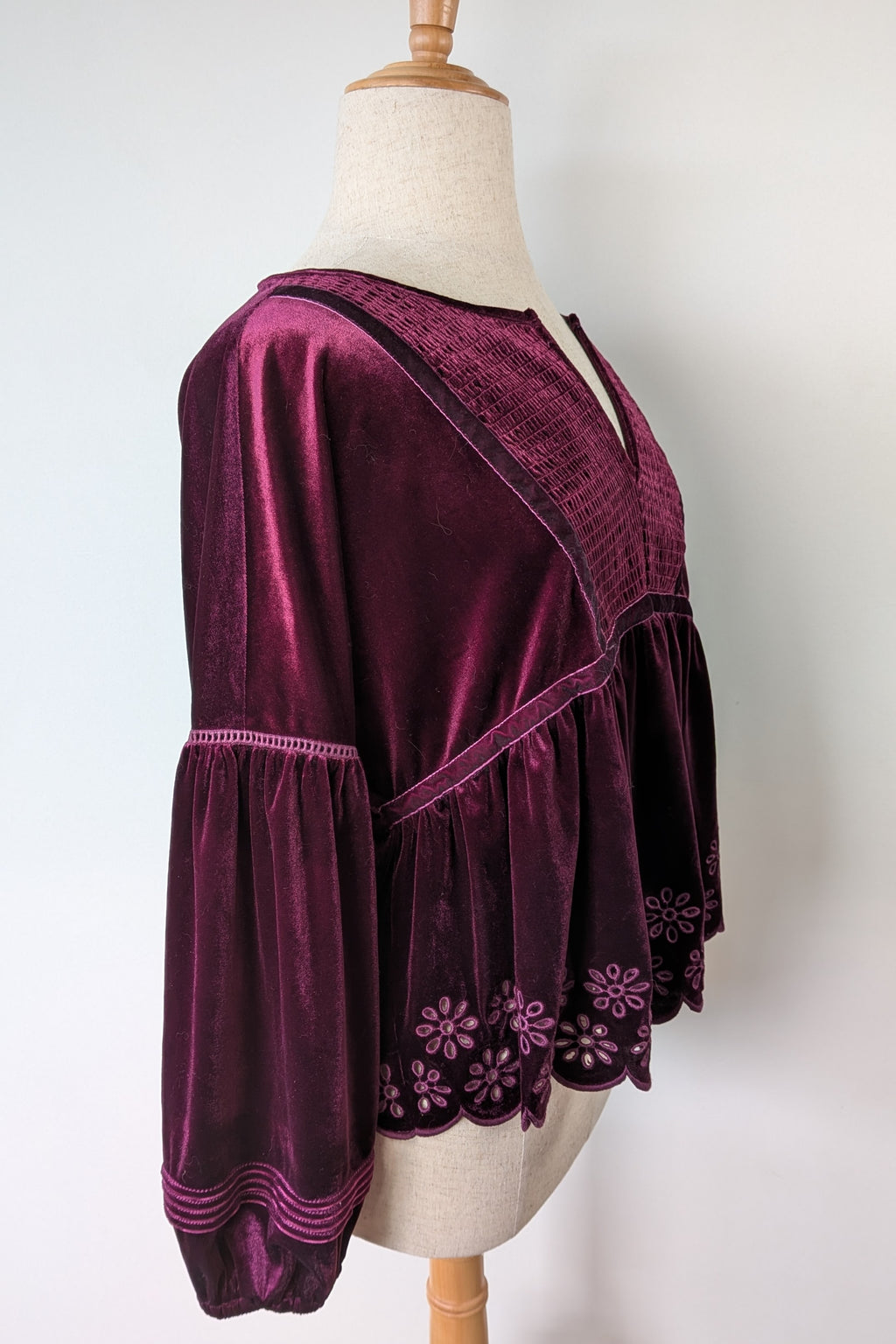 The Poetic Gypsy Burgundy Velvet Top Size 18/20