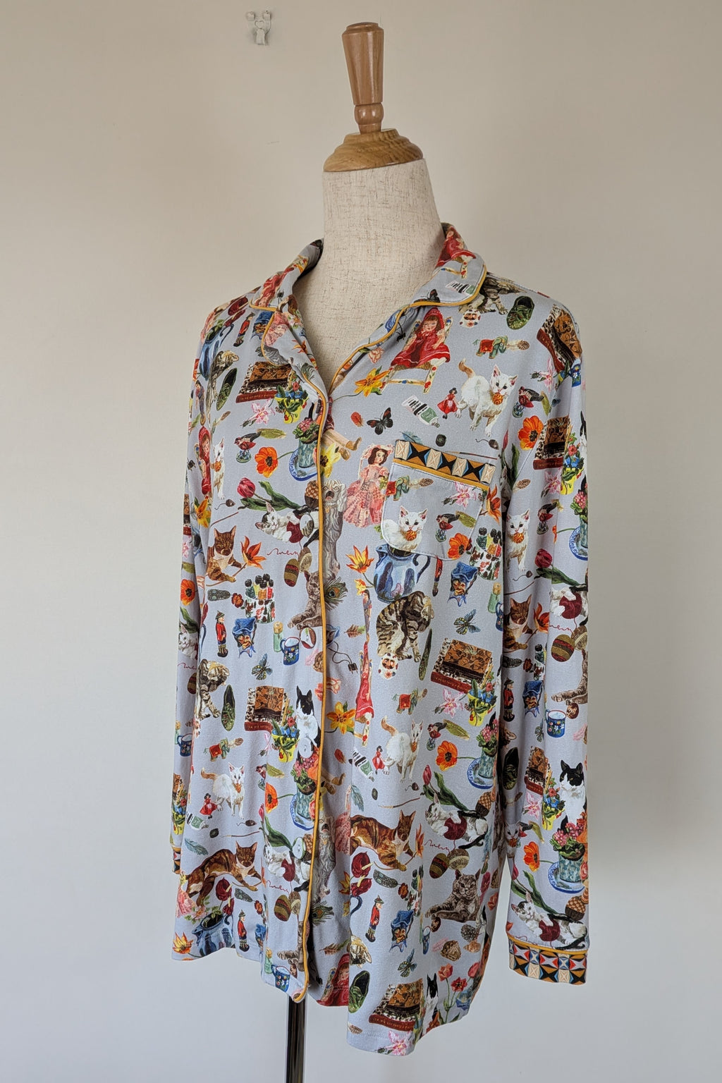 Blue Illusion x Nathalie Lété House of Cats PJ Top Size S