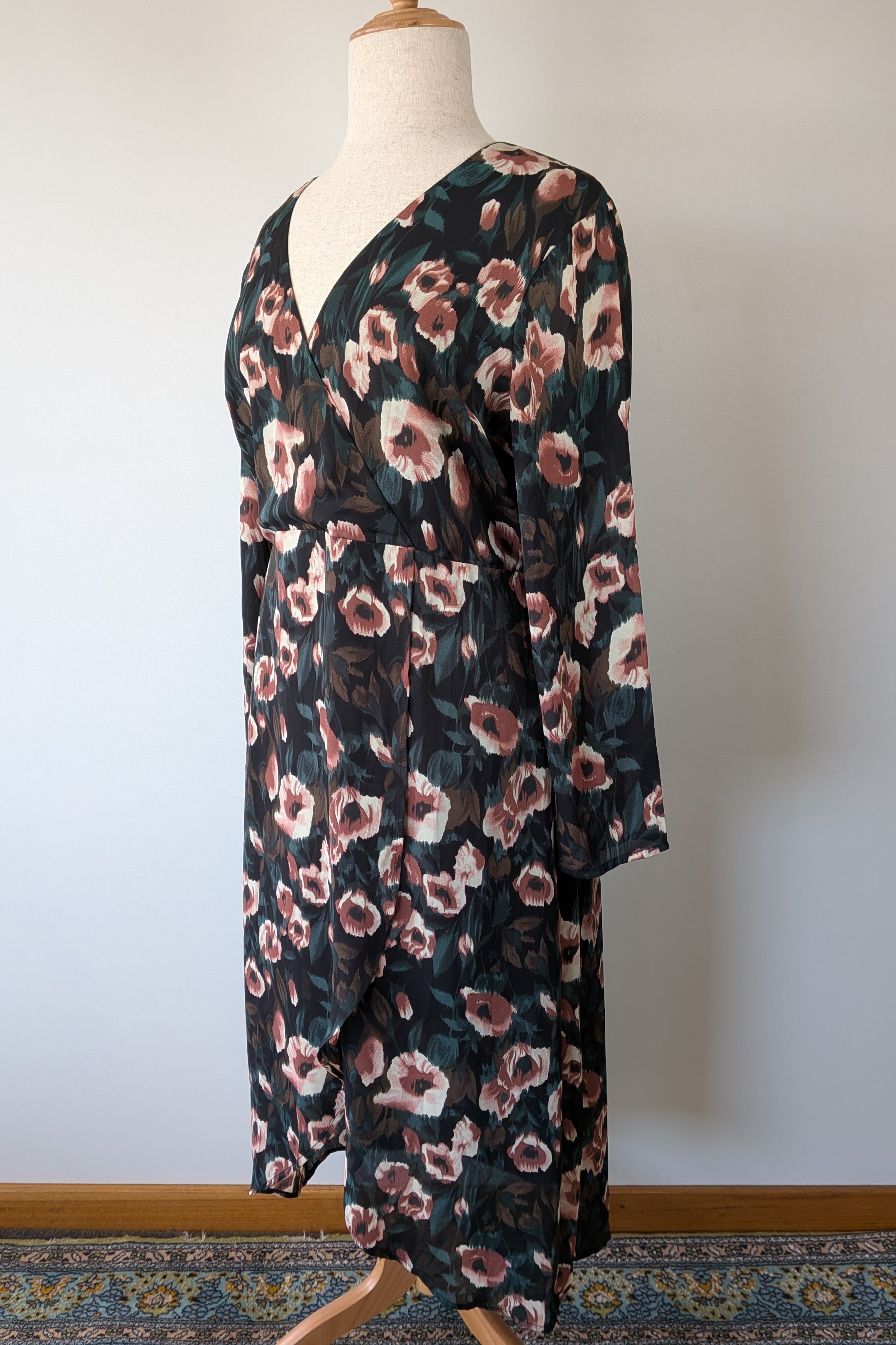 Missguided Floral Print Midi Tea Dress Size 22 Brand New With Tags