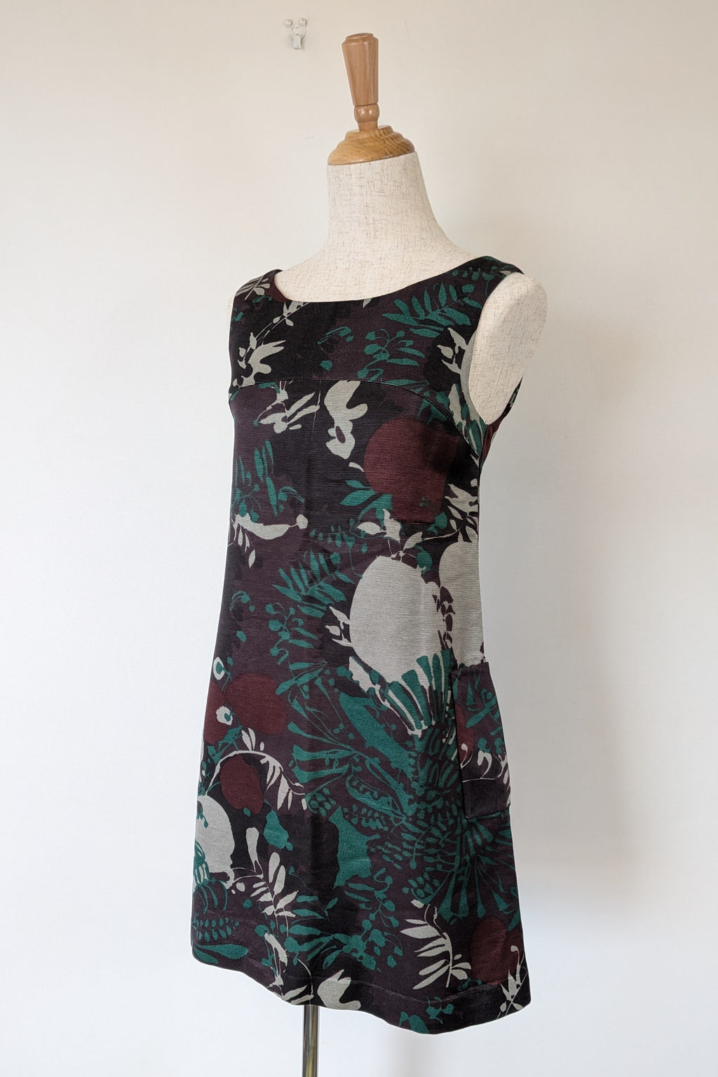 Vintage Cue Botanical Print Shift Dress Size 6