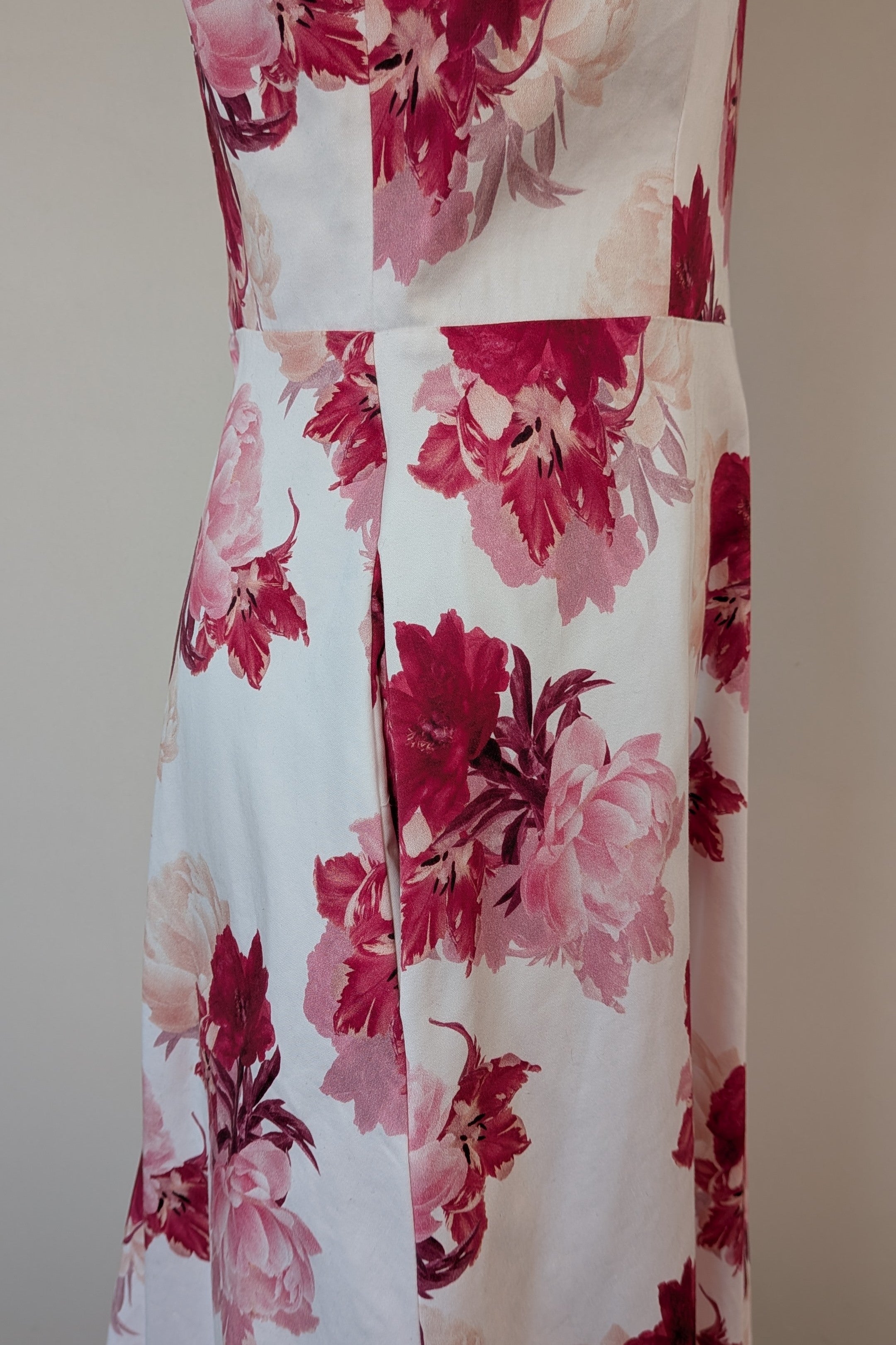 Portmans White & Pink Floral Fit and Flare Dress Size 10
