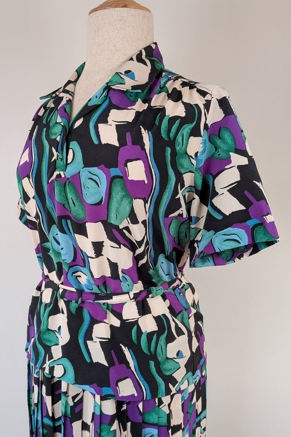 Vintage 80s Styled By Antonia Abstract Pattern Dress Size 16
