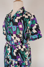 Vintage 80s Styled By Antonia Abstract Pattern Dress Size 16